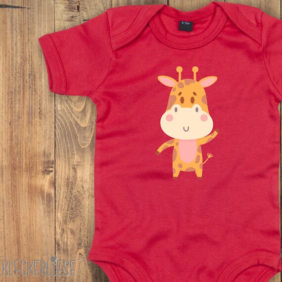 Baby Body "Tiermotiv Giraffe" Babybody Strampler Jungen Mädchen Kurzarm