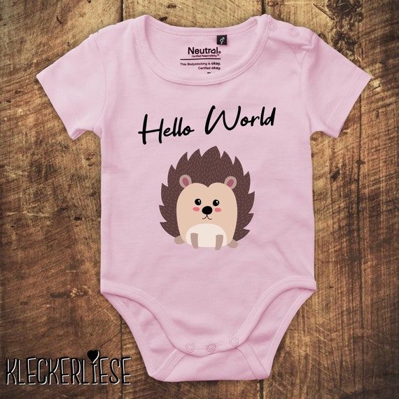 kleckerliese Babybody Body "Hello World Igel" Fair Wear, Bio, Organic Baby Jungen Mädchen