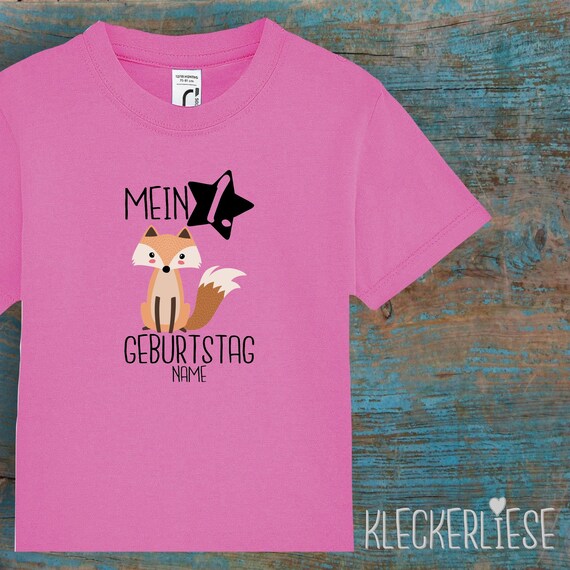 Kinder Baby Shirt mit Wunschname Kleinkind "Mein 1. Geburtstag Fuchs mit Wunschname" T-Shirt Jungen Mädchen