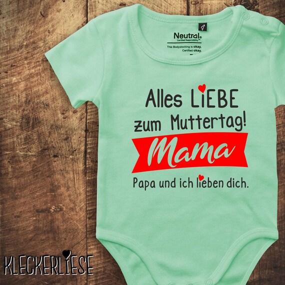 kleckerliese Babybody Muttertag Body "Alles Liebe zum Muttertag  Mama Papa und ich lieben dich" Fair Wear, Bio, Organic Baby Jungen Mädchen