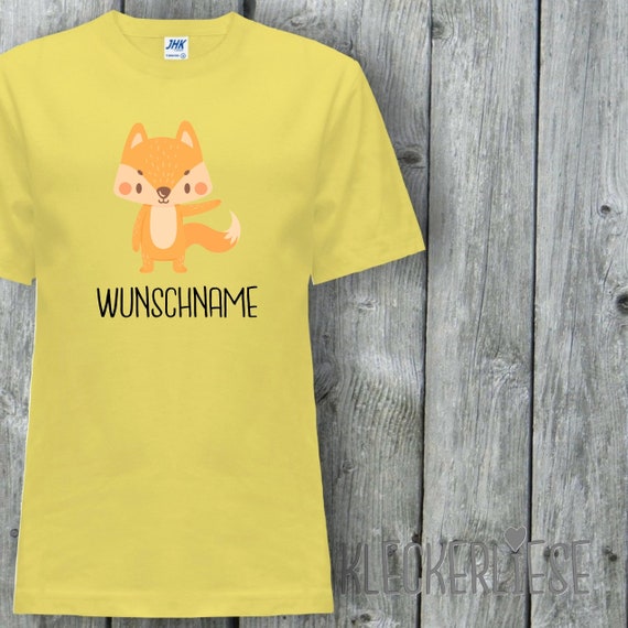 Kinder T-Shirt mit Wunschname "Tiermotiv mit Wunschnamen Fuchs" Shirt Jungen Mädchen Baby Kind