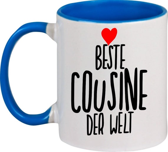 kleckerliese Kindertasse Teetasse Tasse Motiv "Beste Cousine der Welt" Milch Kakao Kaffeetasse