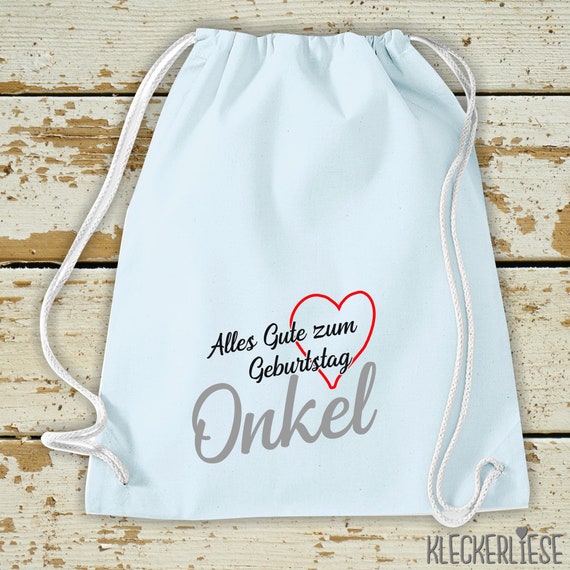 Kleckerliese Gymsack "Alles Gute ONKEL Herz" Rucksack Bag Stoffbeutel Turnbeutel Tragetasche