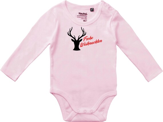 kleckerliese Langarm Babybody "Frohe Weihnachten Rentier" Baby Body Jungen Mädchen Longsleeve Fair Wear