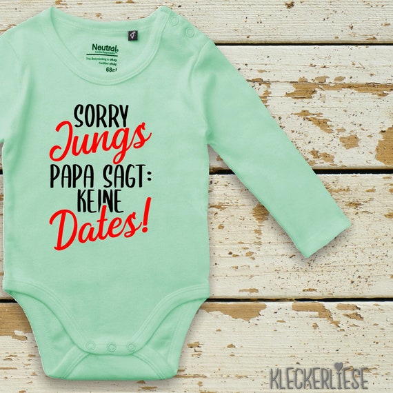 Long-sleeved baby bodysuit "Sorry boys, dad says no dates!" Fair wear