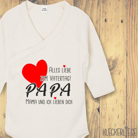 Langarm Wickel Baby Body "Alles Liebe zum Vatertag Papa, Mama und ich Lieben Dich" Babybody Strampler