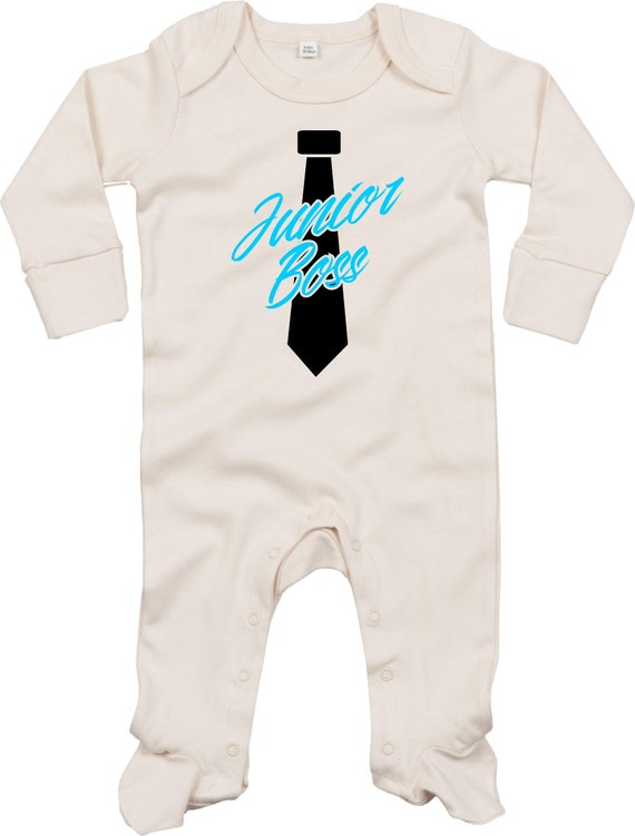 Kleckerliese Baby Schlafanzug "Junior Boss" Sleepsuit Langarm Jungen Mädchen Einteiler Strampler