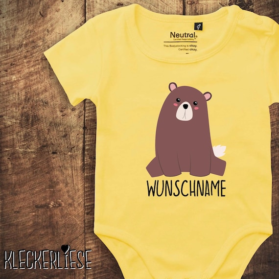kleckerliese baby bodysuit "desired name bear" fair wear
