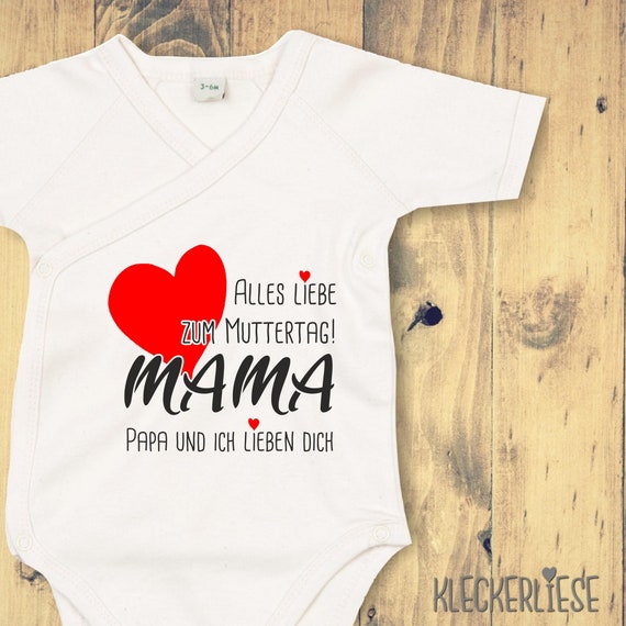 kleckerliese Wickel Body Muttertag "Alles Liebe zum Muttertag  Mama Papa und ich lieben dich" Babybody Strampler Wickelbody Kurzarm Babybody