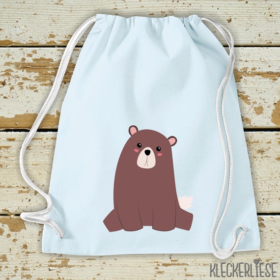 Kleckerliese Kinder Gymsack "Bär" Rucksack Bag Stoffbeutel Turnbeutel Tragetasche Wechselsachen