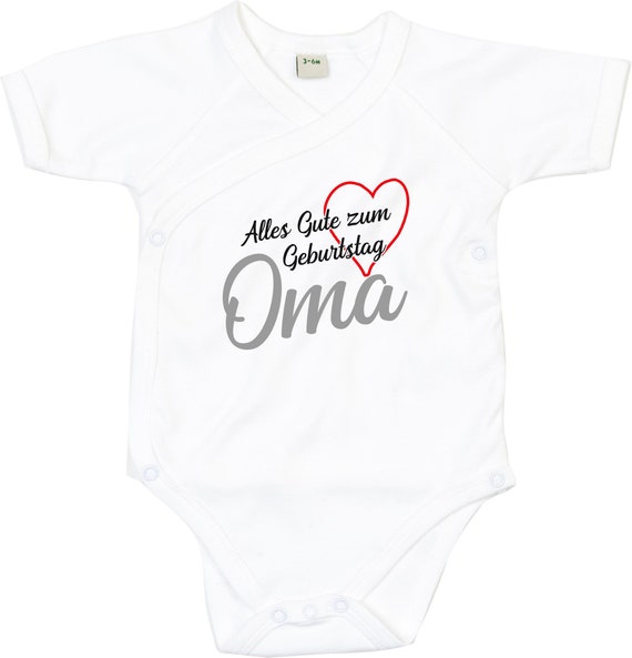 kleckerliese Wickel Baby Body "Alles Gute OMA Herz" Babybody Strampler Wickelbody Organic Kimono Kurzarm