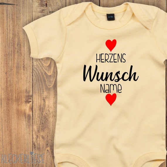 Baby Body mit Wunschtext "Herzens Wunsch mit Wunschname" Babybody Strampler Jungen Mädchen Kurzarm