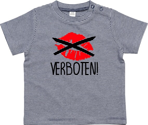 kleckerliese strip Baby Shirt "Küssen Verboten" Jungen Mädchen Nicki Kurzarm gestreift