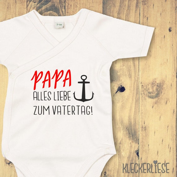kleckerliese Wickel Body Vatertag  "Papa alles Liebe zum Vatertag! Anker" Babybody Strampler Wickelbody Organic Kimono Kurzarm Babybody