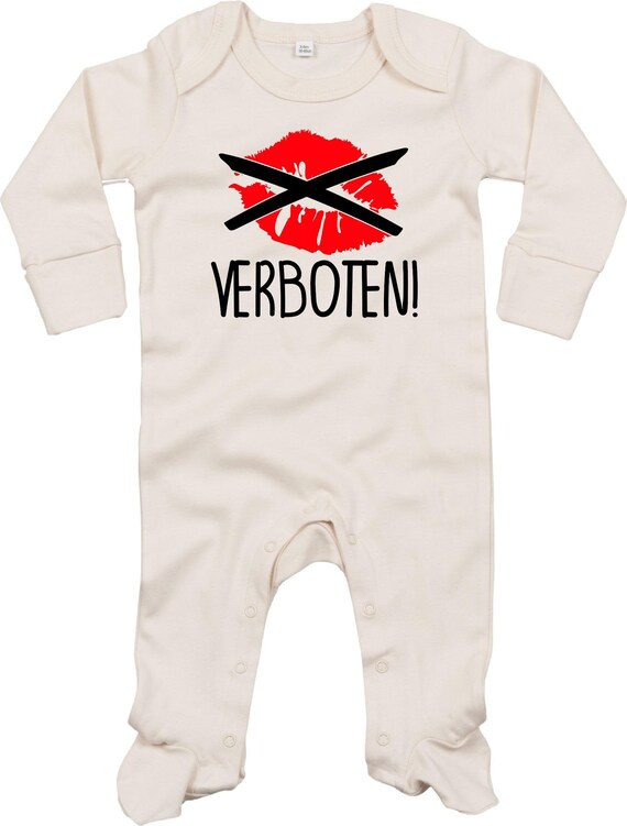 Kleckerliese Baby Schlafanzug "Küssen Verboten" Sleepsuit Langarm Jungen Mädchen Einteiler Strampler