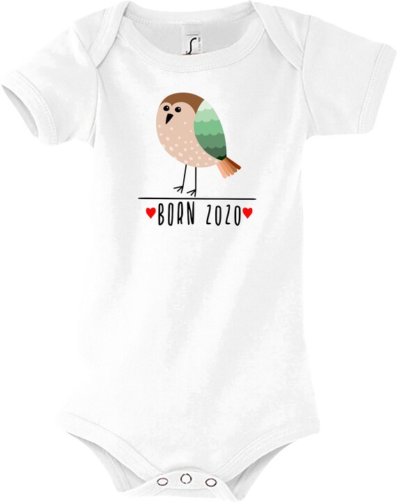 Kleckerliese Baby Body "Born 2020 Tiermotiv Vogel" Jungen Mädchen Kurzarm mit Aufdruck Motiv