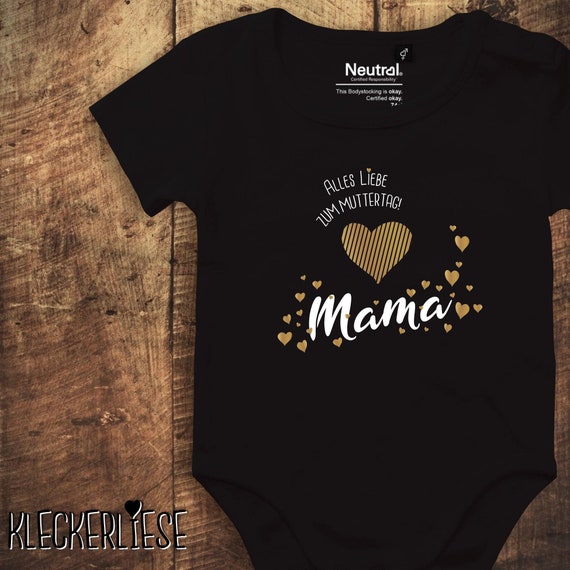 kleckerliese baby bodysuit "Happy Mother's Day! Mama" fair wear for boys and girls