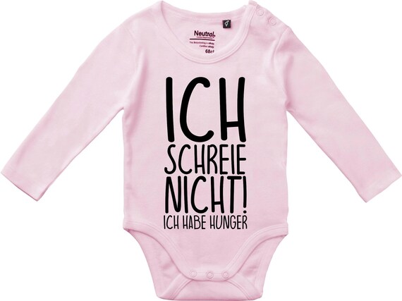 kleckerliese Langarm Babybody "Ich schreie nicht! Ich habe Hunger" Baby Body Jungen Mädchen Longsleeve Fair Wear