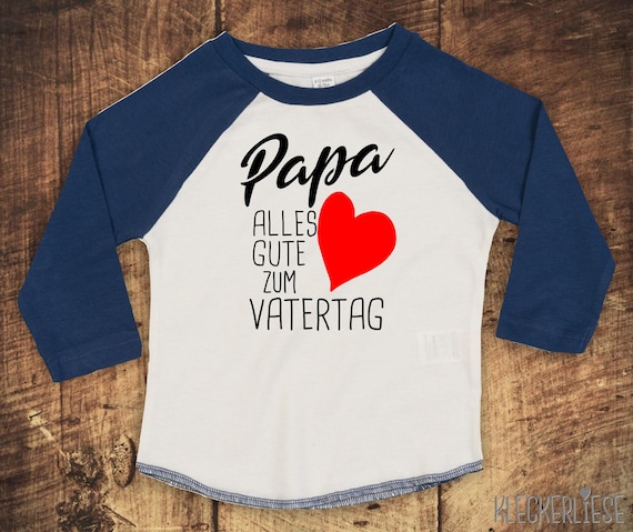 Kleckerliese Baby Kinder T-Shirt Langarmshirt  "Papa alles Gute zum Vatertag" Raglan-Ärmel Jungen Mädchen Vatertag