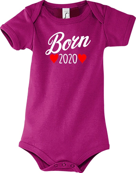 Kleckerliese Baby Body "Born 2020" Jungen Mädchen Kurzarm mit Aufdruck Motiv
