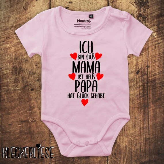 Baby bodysuit "I'm cute, mom is hot, dad was lucky" Fair Wear