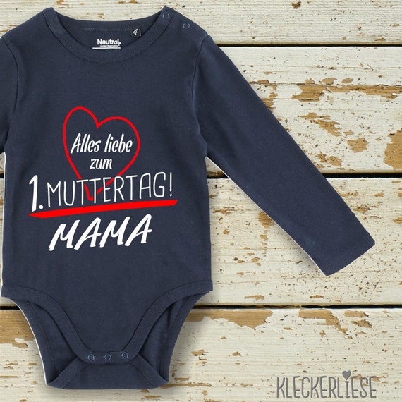 Kleckerliese Mother's Day Long Sleeve Bodysuit "Happy 1st Mother's Day Mom" Fair Wear Organic Baby Bodysuit