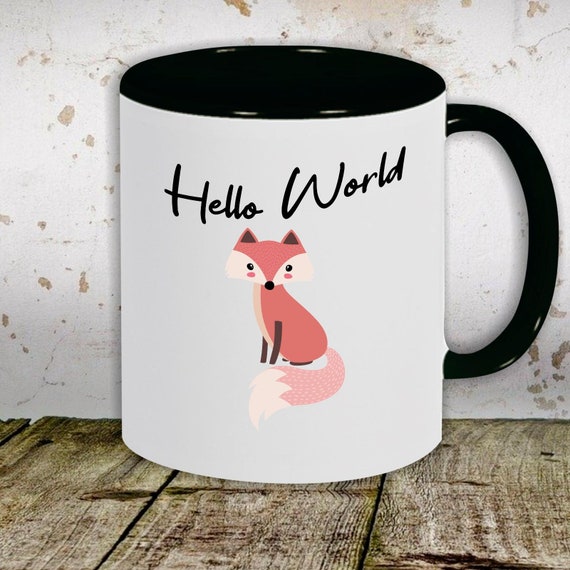 Kaffeetasse Tasse Motiv "Hello World Fuchs" Tasse Teetasse Milch Kakao