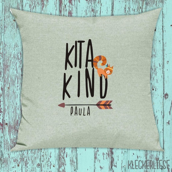 spill cushion cover "Kita Kind" with desired name decoration sofa cover pillowcase school enrollment kindergarten