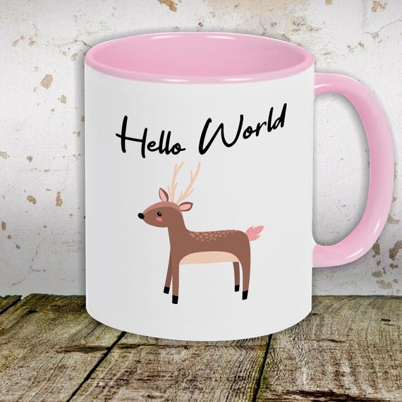 Kaffeetasse Tasse Motiv "Hello World Reh" Tasse Teetasse Milch Kakao