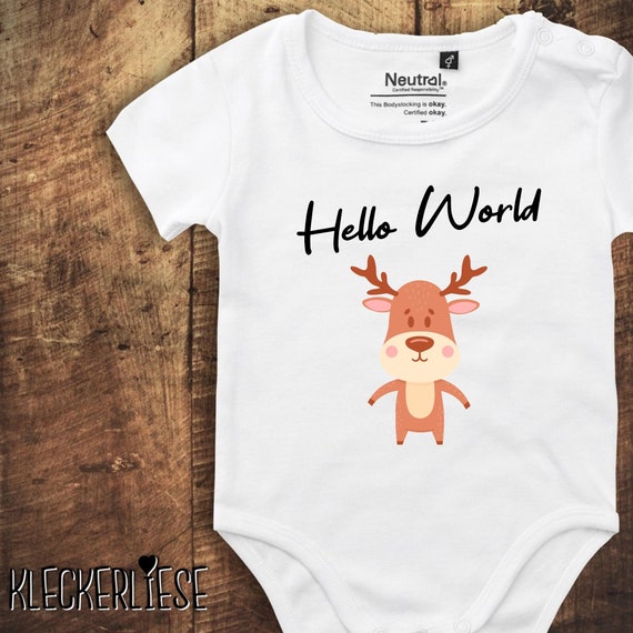 kleckerliese Babybody Body "Hello World Elch" Fair Wear, Bio, Organic Baby Jungen Mädchen