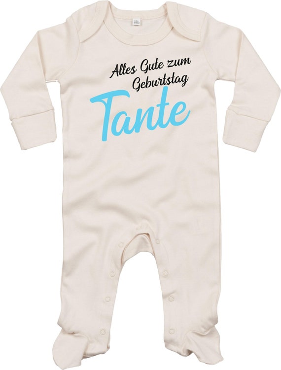Kleckerliese Baby Schlafanzug "Alles Gute TANTE" Sleepsuit Langarm Jungen Mädchen Einteiler Strampler