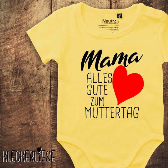 kleckerliese baby bodysuit "Mom Happy Mother's Day" Fair Wear