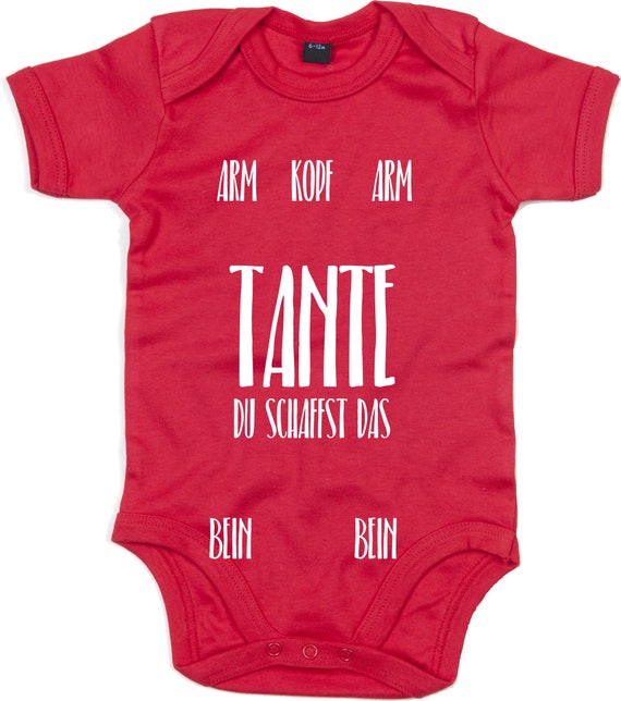 kleckerliese Baby Body "Tante du schaffst das Anleitung zum anziehen" Babybody Strampler Jungen Mädchen Kurzarm