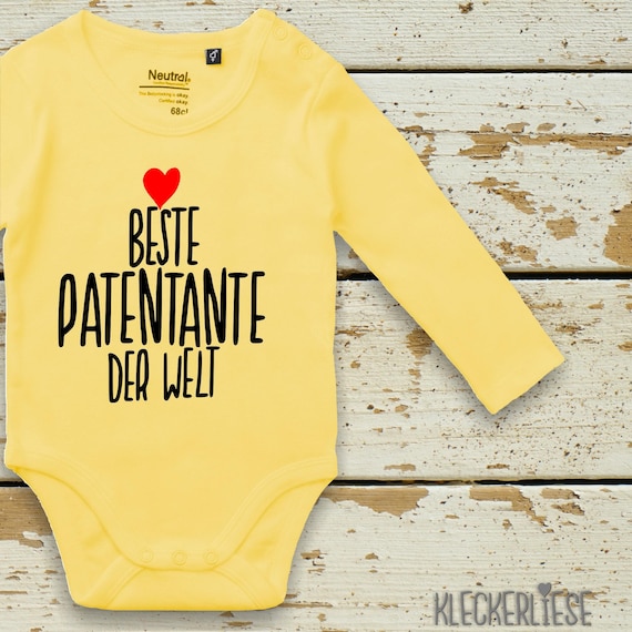 Long-sleeved baby bodysuit "Best Godmother in the World" Fair Wear