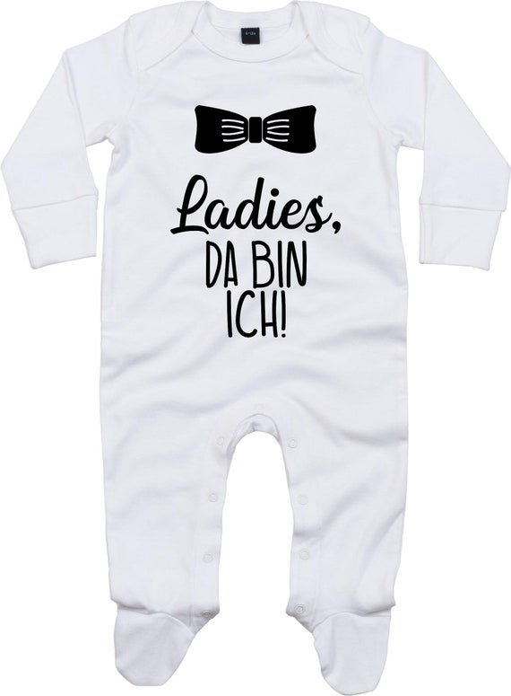 Kleckerliese Baby Schlafanzug "Ladies, da bin ich" Sleepsuit Langarm Jungen Mädchen Einteiler Strampler