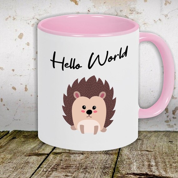 Kaffeetasse Tasse Motiv "Hello World Igel" Tasse Teetasse Milch Kakao