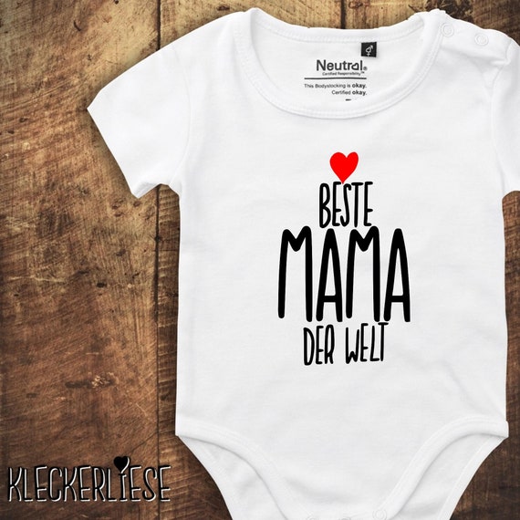 kleckerliese Baby Body "Best Mom in the World" Fair Wear Baby Boys Girls
