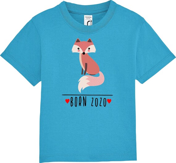 kleckerliese Kinder Baby Shirt Kleinkind  "Born 2020 Tiermotiv Fuchs" Jungen Mädchen T-Shirt