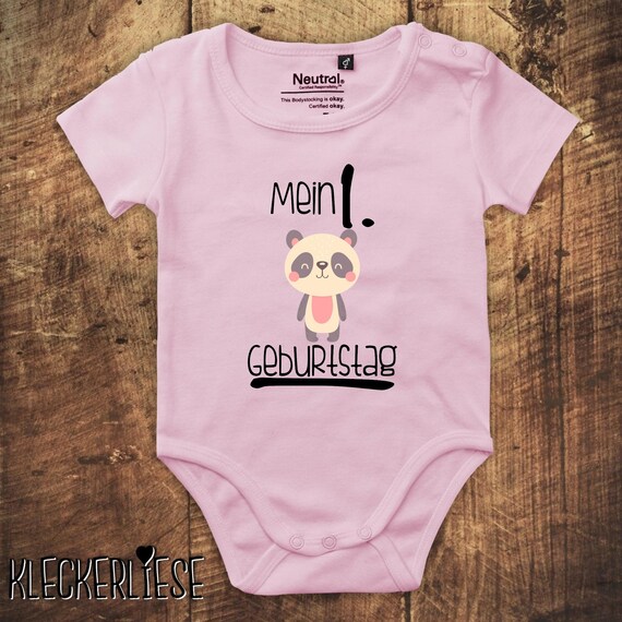 kleckerliese Babybody Body "Mein 1. Geburtstag Pandabär" Fair Wear, Bio, Organic Baby Jungen Mädchen