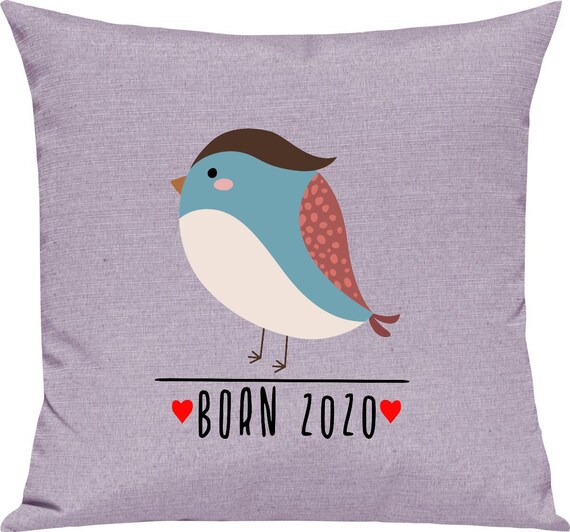 kleckerliese Kissen "Born 2020 Tiermotiv Vogel" Kissenhülle Deko Sofa Kuschelkissen Dekoidee