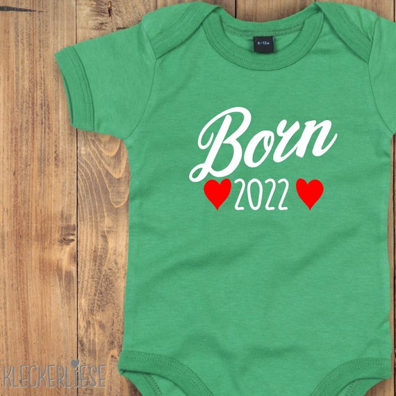 Baby Body mit Wunschtext "Born Herzen Wunschzahl Wunsch Datum" Babybody Strampler Jungen Mädchen Kurzarm