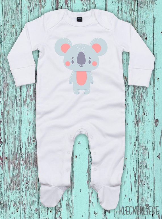 Kleckerliese Baby Schlafanzug "Tiermotiv Koala" Sleepsuit Langarm Jungen Mädchen Einteiler Strampler