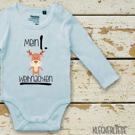 Langarm Body Babybody "Mein 1. Weihnachten" Fair Wear Bio Organic