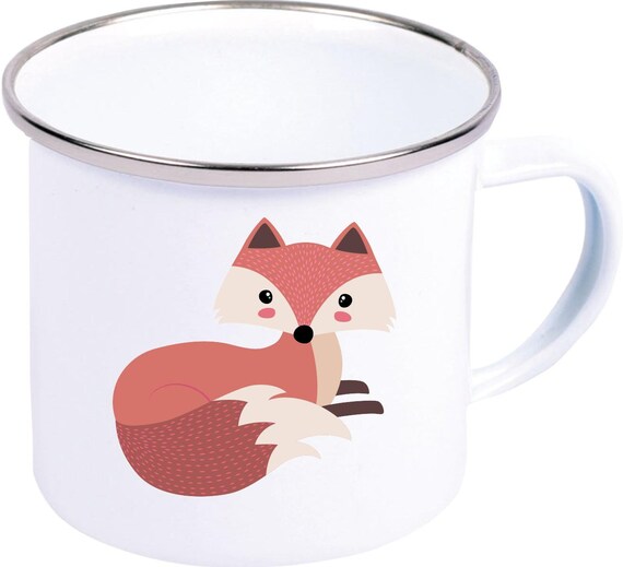 kleckerliese Emaille Kindertasse Teetasse Tasse Motiv Hase Tiermotive Tiere mit Wunschnamen Camping Zelten Retro Becher