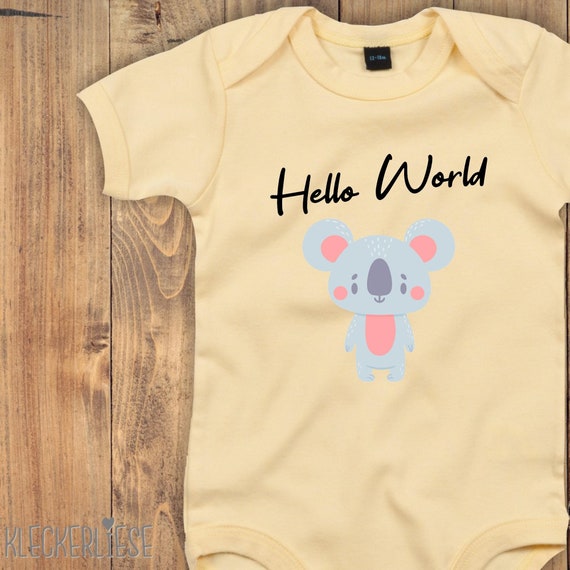 Baby Body "Hello World Koala" Babybody Strampler Jungen Mädchen Kurzarm