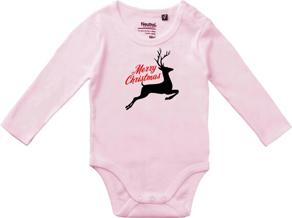 kleckerliese Langarm Babybody "Merry Christmas Rentier" Baby Body Jungen Mädchen Longsleeve Fair Wear