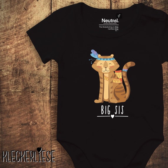 kleckerliese Babybody Body "Big Sis Tiermotiv Tiger" Fair Wear Strampler Baby Junge Mädchen