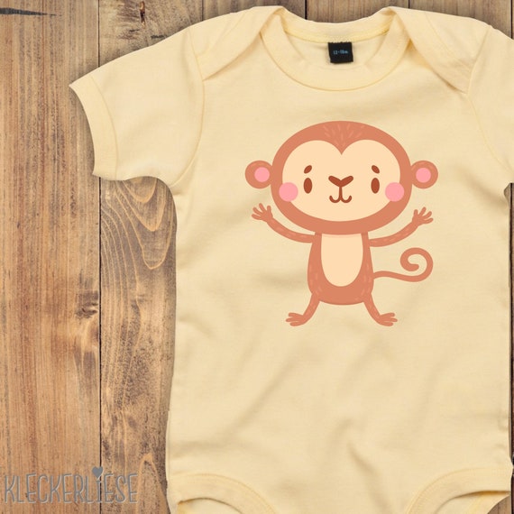 Baby Body "Tiermotiv Affe" Babybody Strampler Jungen Mädchen Kurzarm