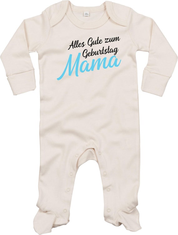 Kleckerliese Baby Schlafanzug "Alles Gute MAMA" Sleepsuit Langarm Jungen Mädchen Einteiler Strampler