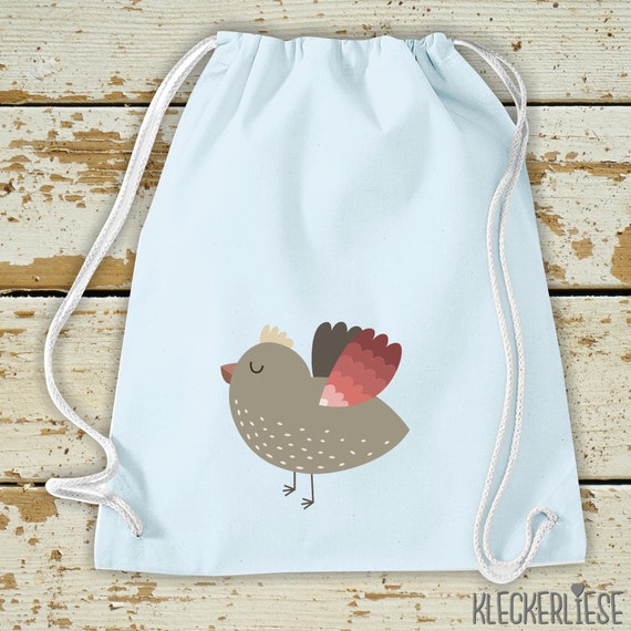 Kleckerliese Kinder Gymsack "Vogel" Rucksack Bag Stoffbeutel Turnbeutel Tragetasche Wechselsachen